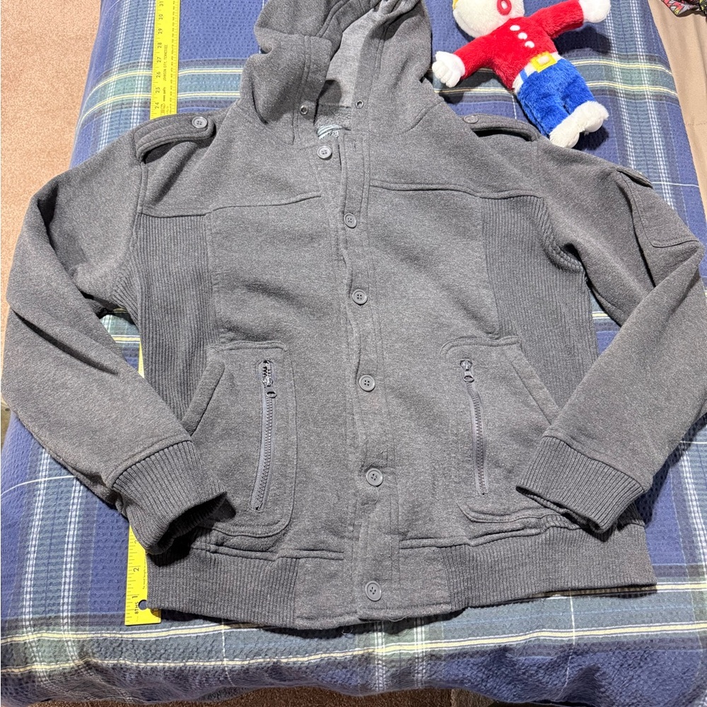 Elixir Gray Hooded Button-Up and Zipper Jacket